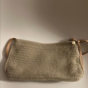 The Sak Tan Woven Shoulder Bag with Textured Design